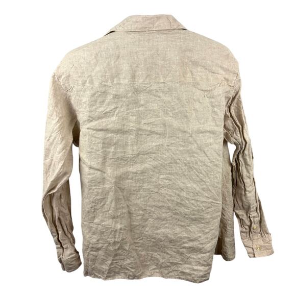 Vintage Talbots Irish Linen Long Sleeve Button Up Shirt Beige Womens Sz 10 - Picture 2 of 8